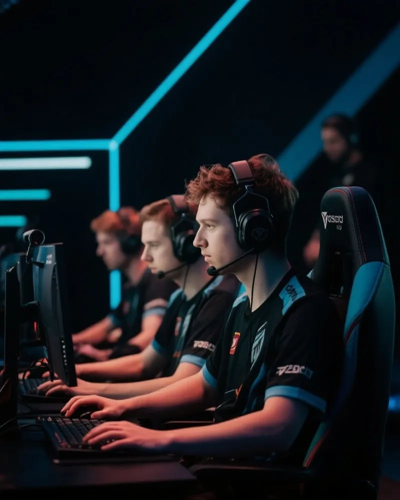 Esports players competing